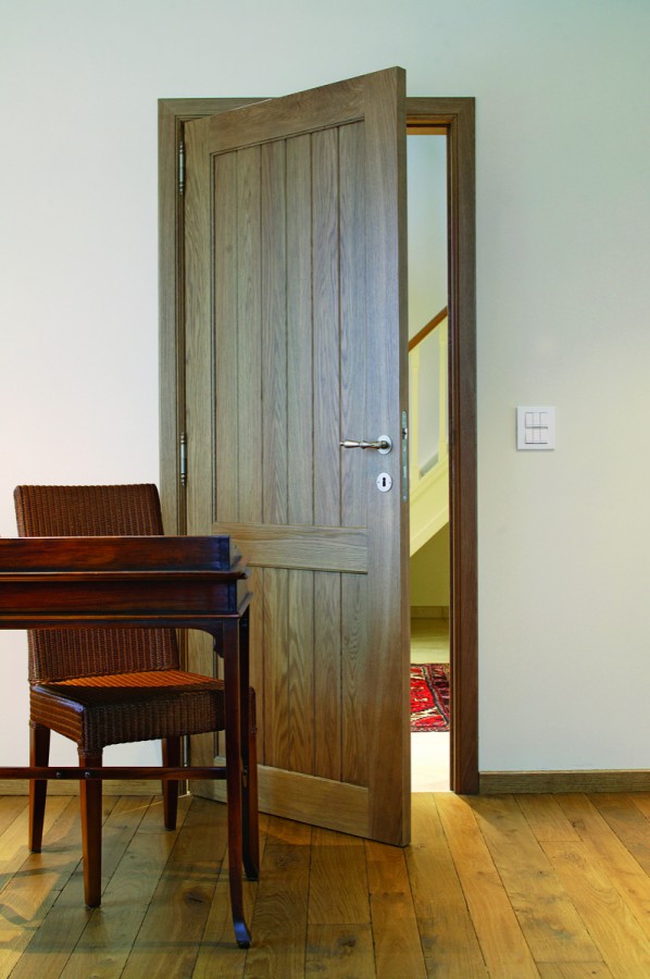 Drewniane dębowe drzwi: modele D2F i D2F1S, kolor Szary 3417.