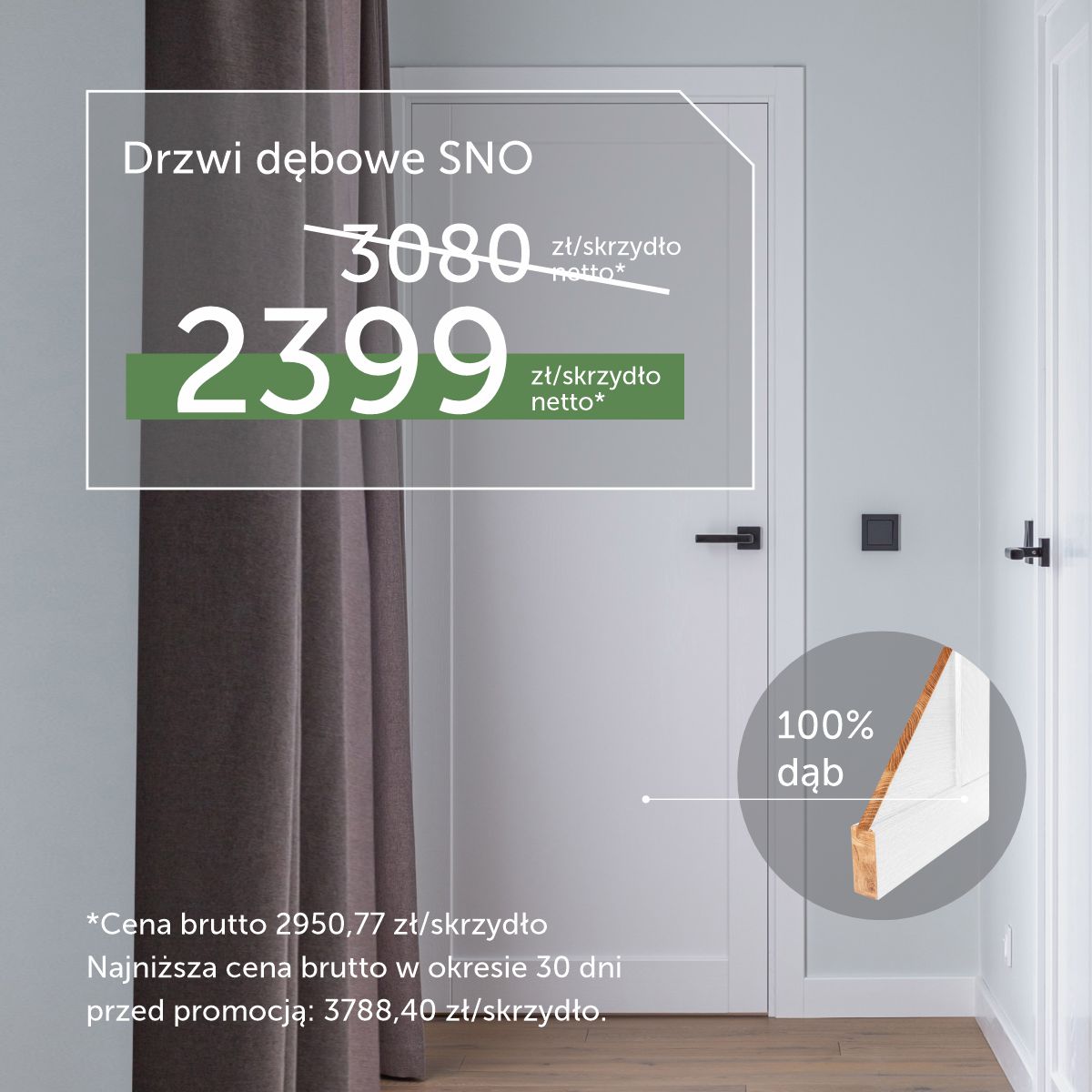 Drzwi lite dębowe w stylu skandynawskim