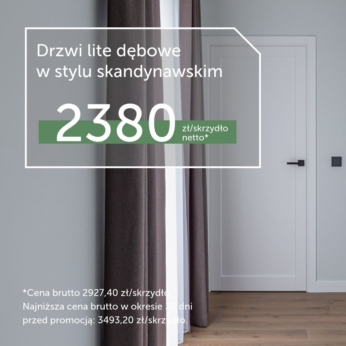 Drzwi lite dębowe w stylu skandynawskim