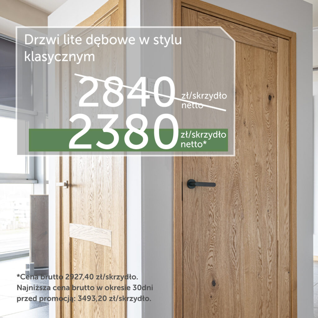 Drzwi lite dębowe produkowane według indywidualnych wymiarów