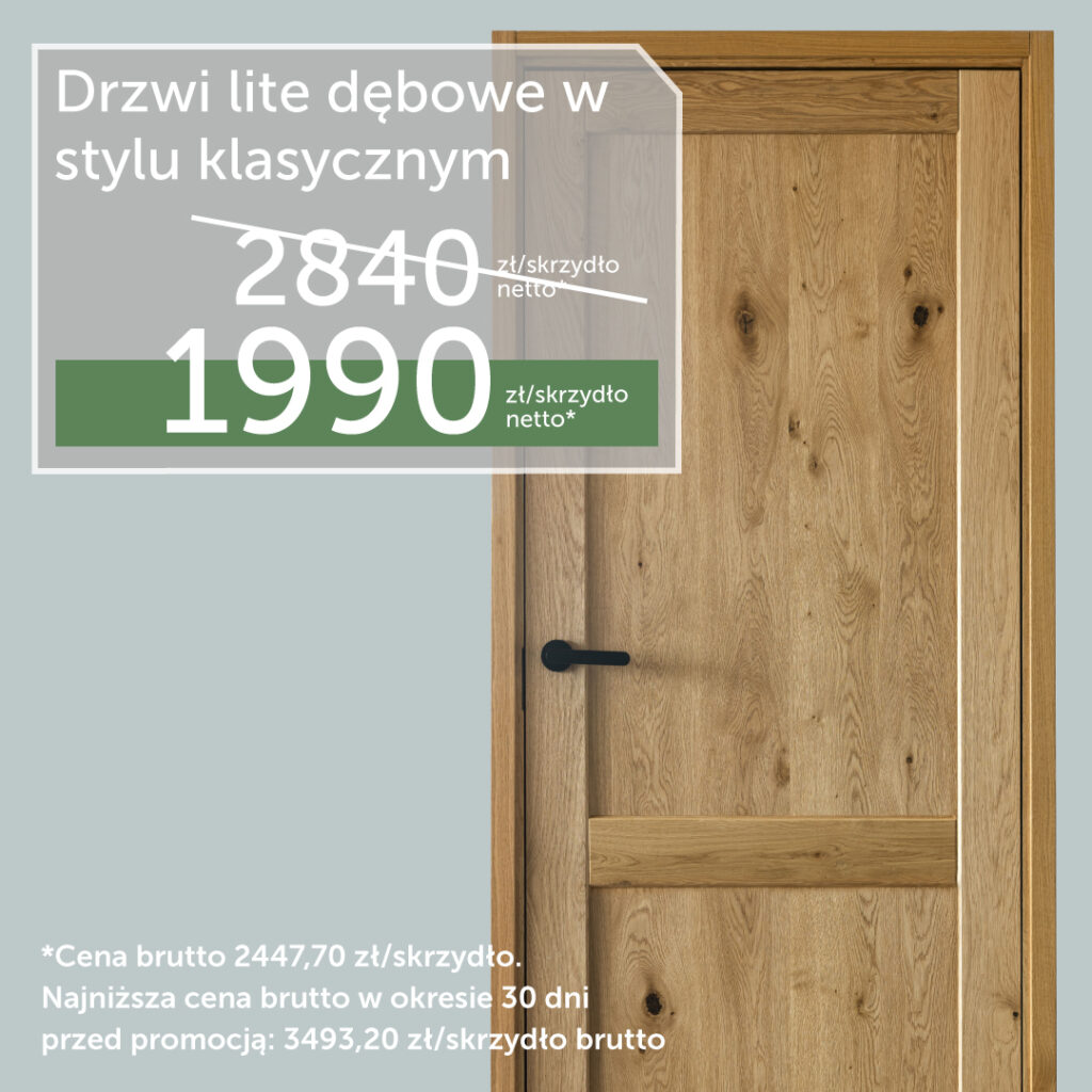 Super cena! Drzwi lite dębowe produkowane według indywidualnych wymiarów