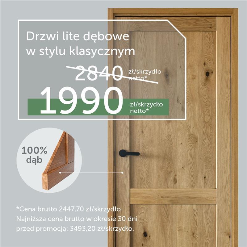 Super cena! Drzwi lite dębowe produkowane według indywidualnych wymiarów