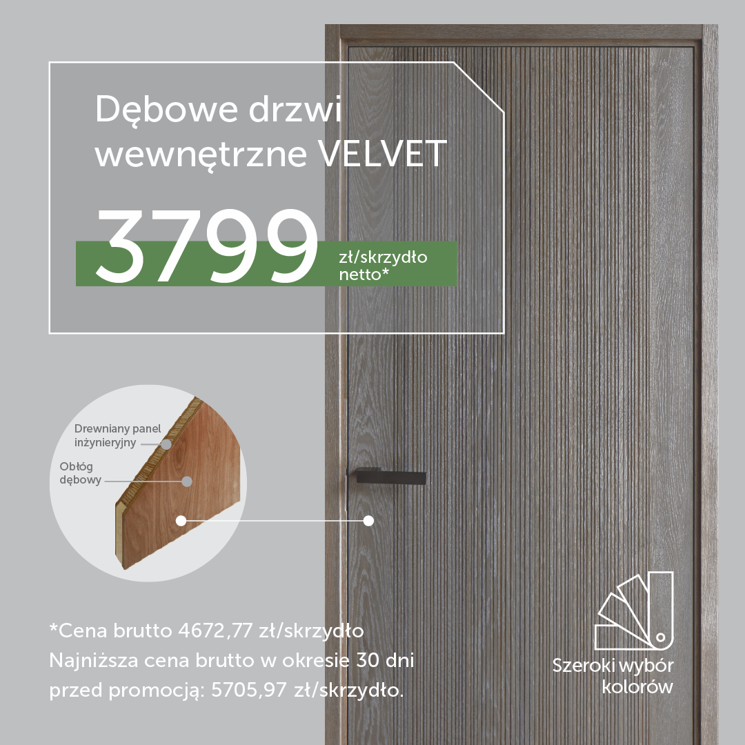 Drzwi wewnętrzne VELVET – elegancja zaklęta w naturalnym dębie