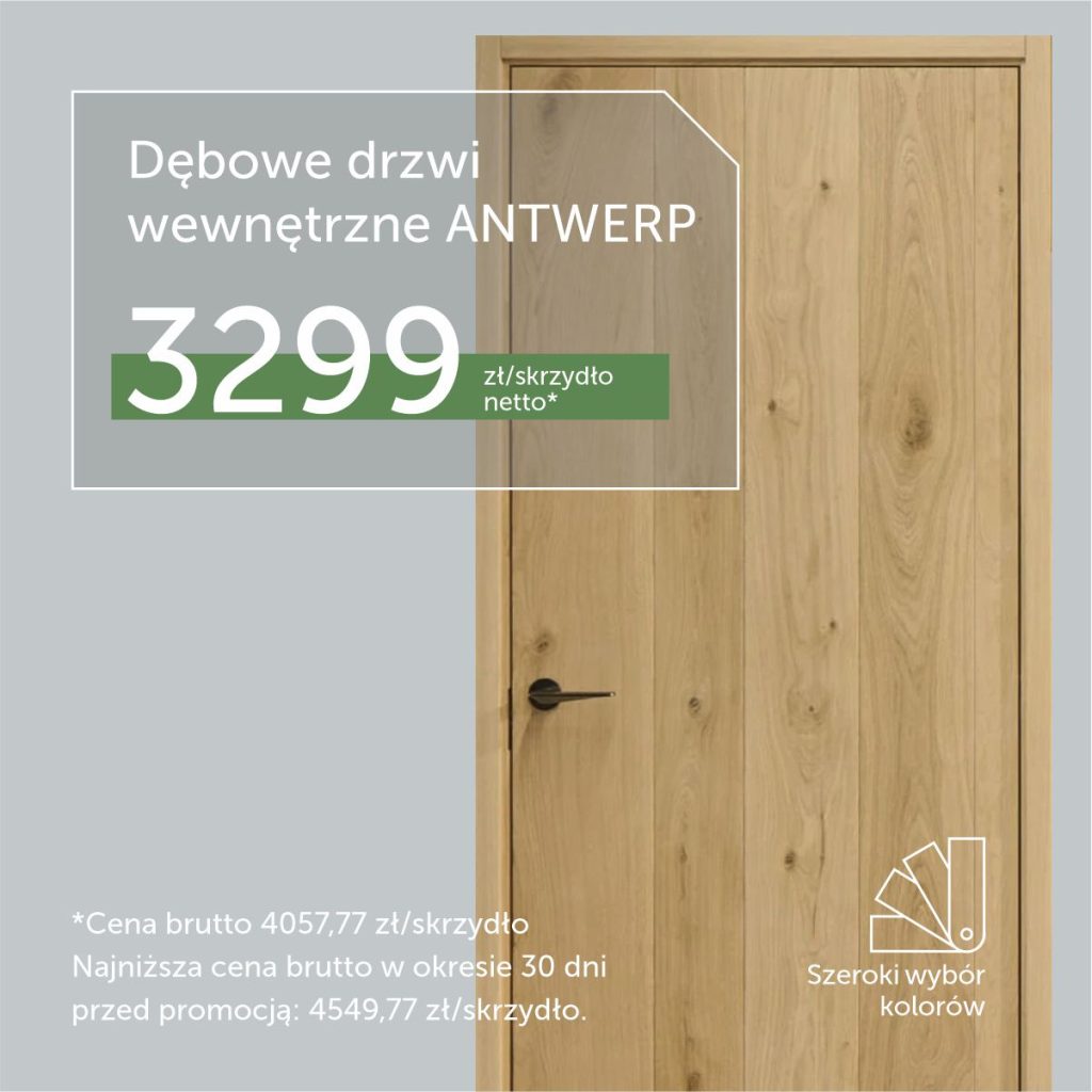 Drzwi wewnętrzne dębowe ANTWERP w stylu flamandzkim