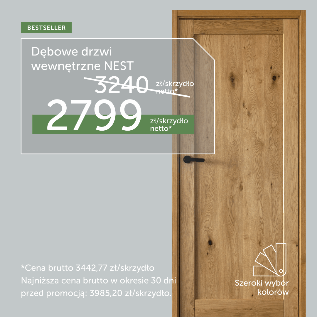 Popularny wybór! Drewniane drzwi wewnętrzne NEST